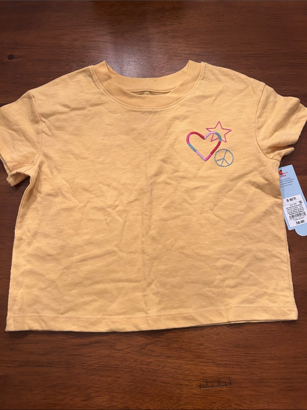 Kids Yellow Heart & Star stitched Graphic Tee
